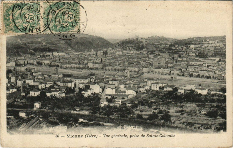 Carte postale ancienne Vienne - Vue générale prise de Sainte-Colombe à Vienne