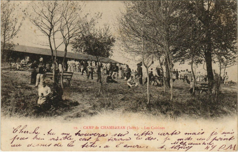 Carte postale ancienne Camp de Chambaran - Les Cuisines