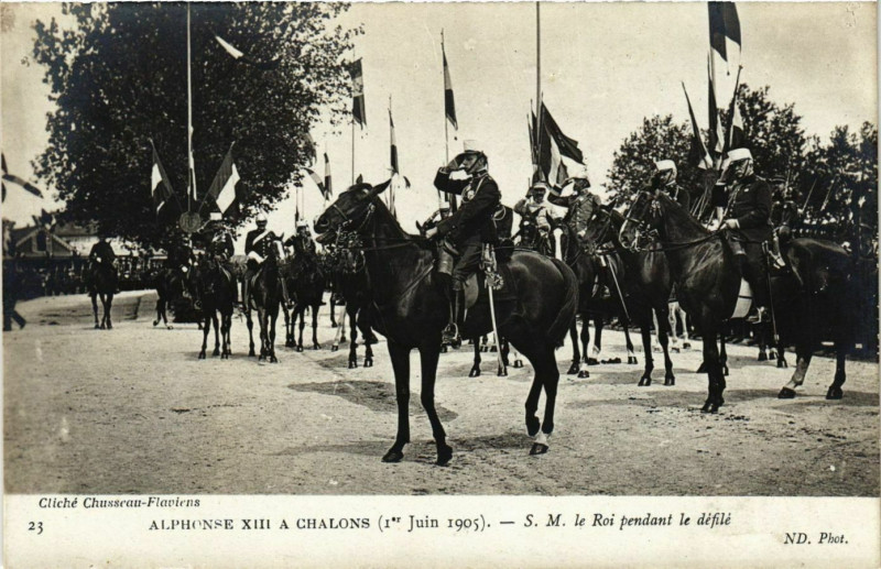 Carte postale ancienne Chalons - Alphonse Xiii a Chalons France à Chalon