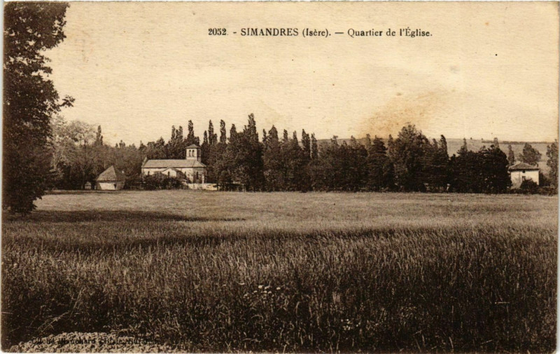 Carte postale ancienne Simandres - Quartier de l'Eglise France
