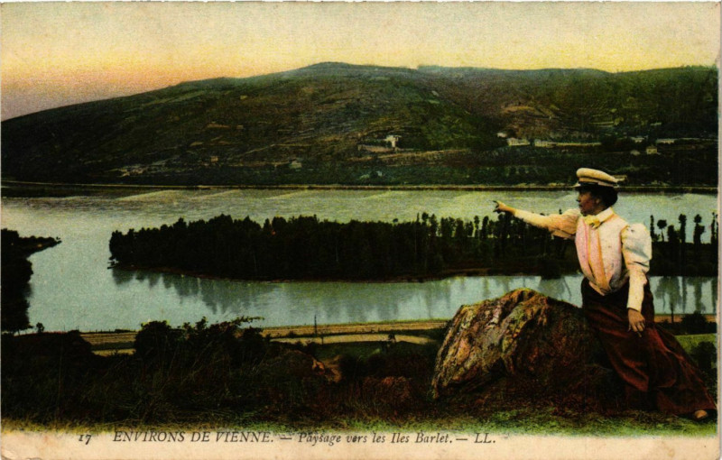Carte postale ancienne Paysage vers les Iles Barlet - Environs de Vienne France à Vienne