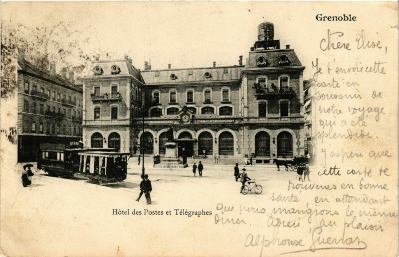 Carte postale ancienne Grenoble - Hotel des Postes et Telegraphes France à Grenoble