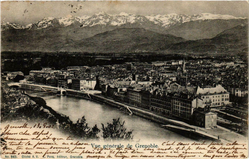 Carte postale ancienne Grenoble - Vue Generale de Grenoble France à Grenoble