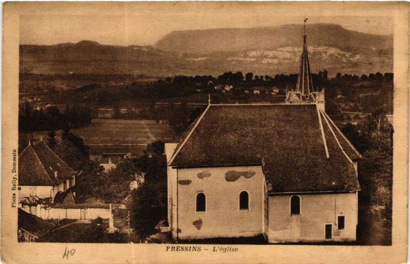 Carte postale ancienne Pressins - L'eglise à Pressins