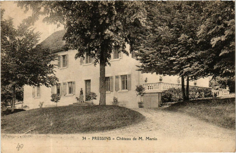 Carte postale ancienne Pressins - Chateau de M. Martin à Pressins