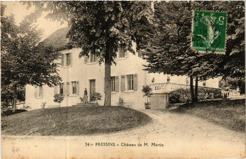 Carte postale ancienne Pressins - Chateau de M. Martin à Pressins