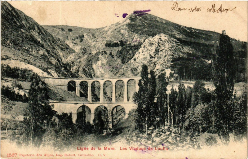 Carte postale ancienne Ligne de la Mure - Les Viaducs de Loulla à La Mure