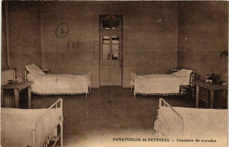 Carte postale ancienne Seyssuel - Sanatorium de Seyssuel - Chambre de malades à Seyssuel