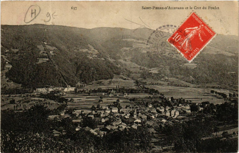 Carte postale ancienne Saint-Pierre-d'Allevard - et le Cret du Poulet à Allevard