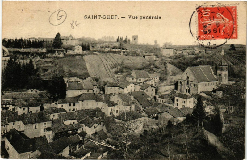 Carte postale ancienne Saint-Chef - Vue générale à Saint-Chef