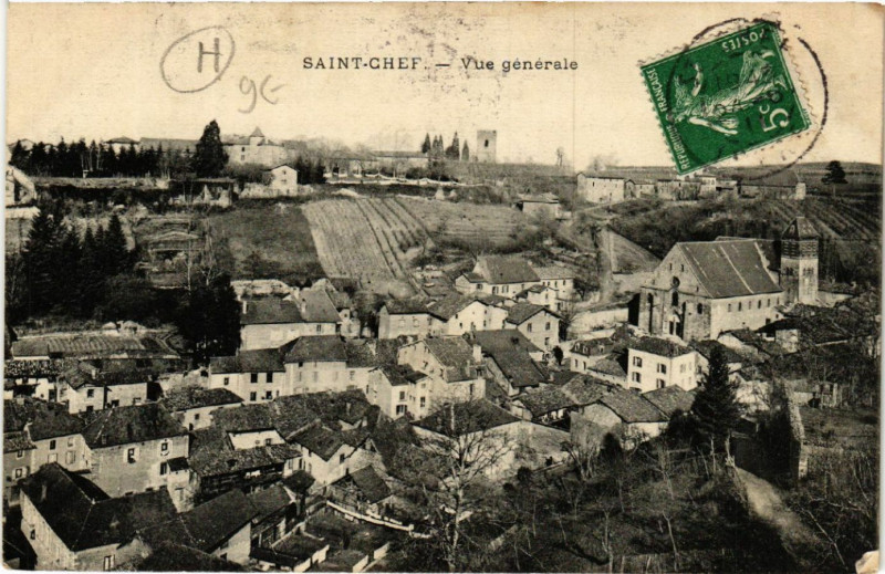 Carte postale ancienne Saint-Chef - Vue générale à Saint-Chef