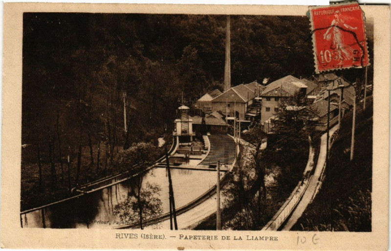Carte postale ancienne Rives - Papeterie de la Liampre à Rives