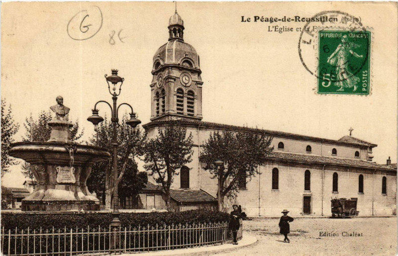 Carte postale ancienne Le Peage-de-Roussillon - L'Eglise au Péage-de-Roussillon
