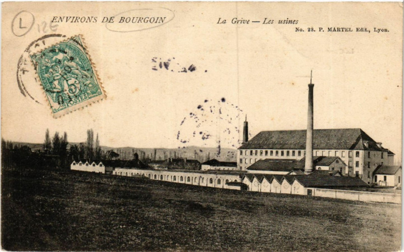 Carte postale ancienne Bourgoin - Env. - La Grive - Les Usines
