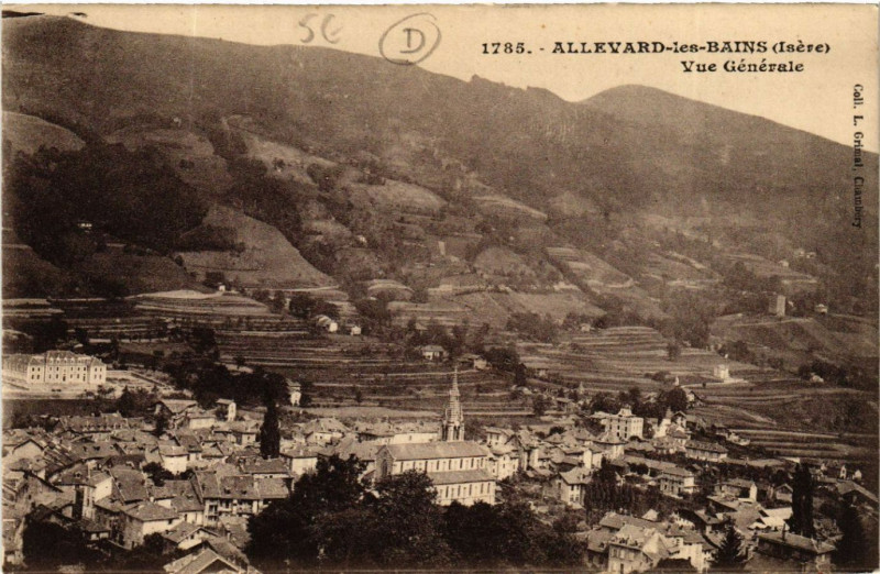 Carte postale ancienne Allevard-les-Bains - Vue générale à Allevard