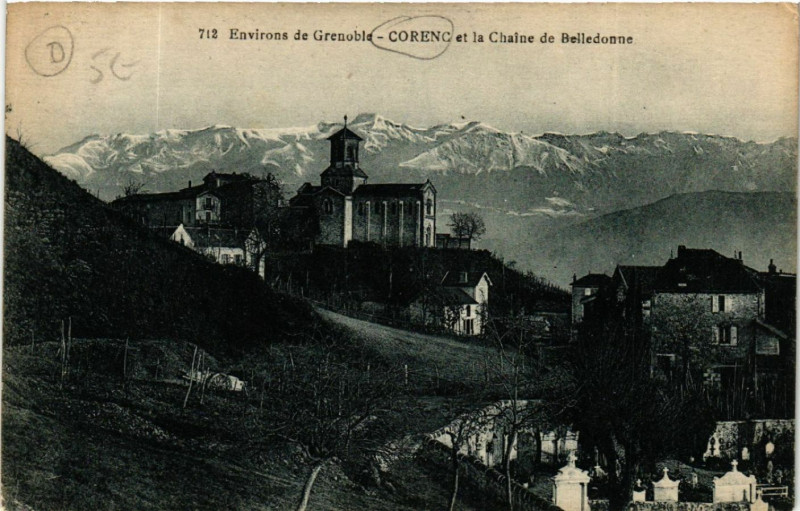 Carte postale ancienne Corenc - Corenc et la Chaine de Belledonne - Env. de Grenoble à Corenc