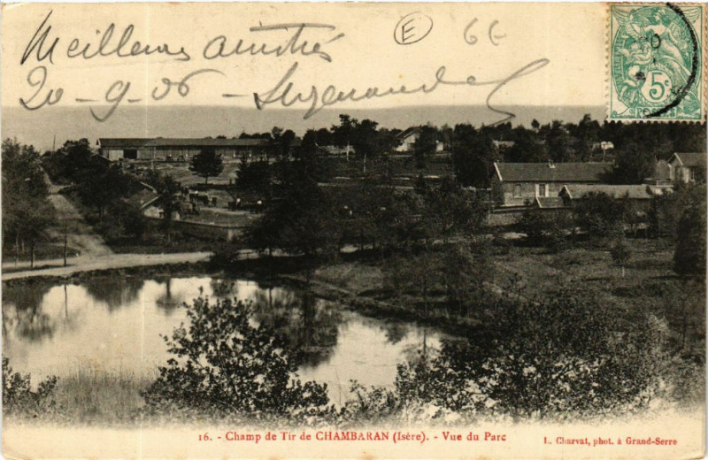 Carte postale ancienne Champ de Tir de Chambaran - Vue du Parc