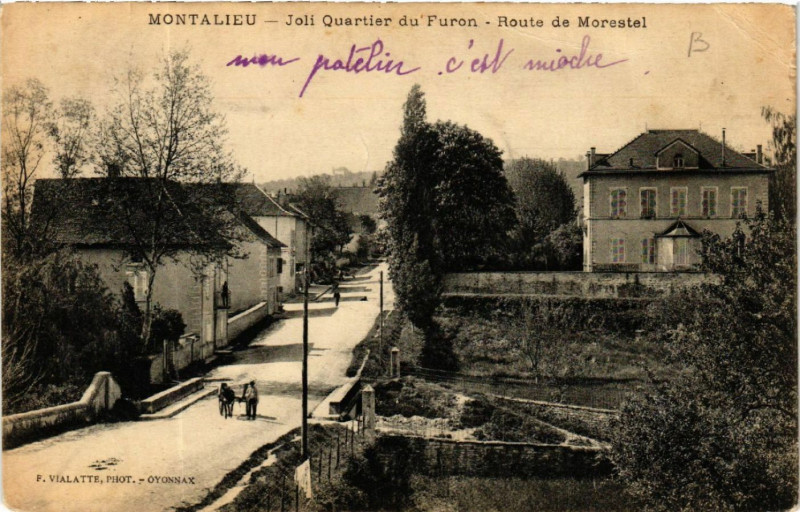 Carte postale ancienne Montalieu - Joli Quartier du Furon - Route de Morestel à Morestel