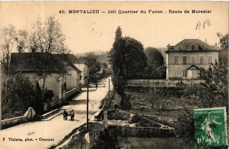 Carte postale ancienne Montalieu - Joli Quartier du Furon - Route de Morestel à Morestel