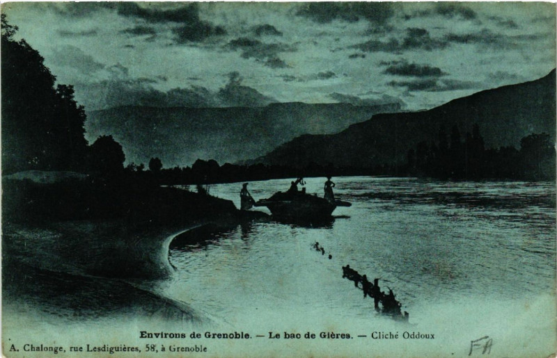 Carte postale ancienne Env. de Grenoble - Le bac de Gieres à Grenoble