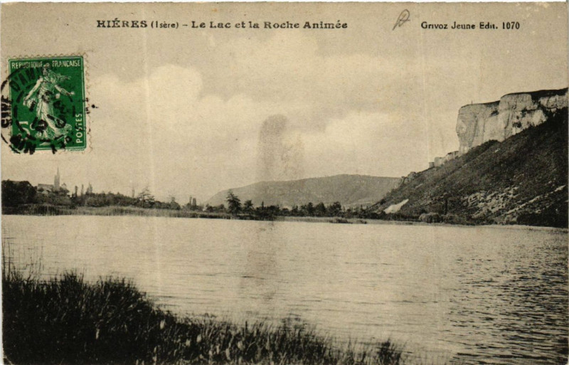 Carte postale ancienne Hieres - Le Lac et la Roche Animée à Roche