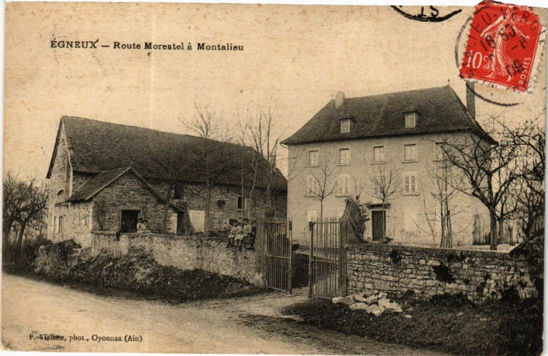 Carte postale ancienne Egneux - Route Morestel a Montalieu à Morestel
