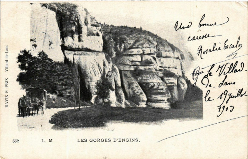 Carte postale ancienne Les Gorges d'Engins à Engins