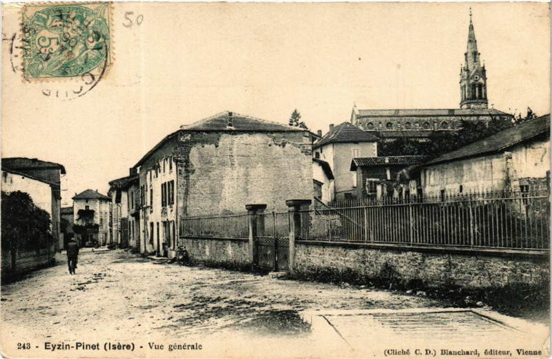 Carte postale ancienne Eyzin-Pinet - Vue générale à Eyzin-Pinet