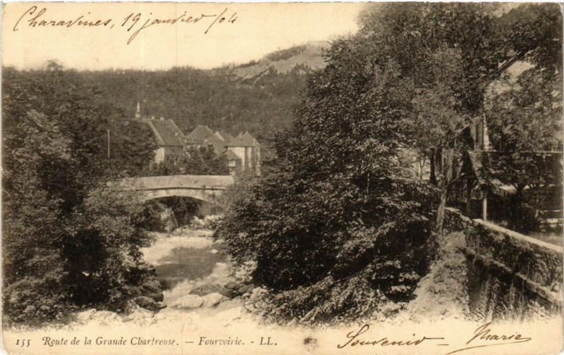 Carte postale ancienne Route de la Grande-Chartreuse - Fourvoirie à Four