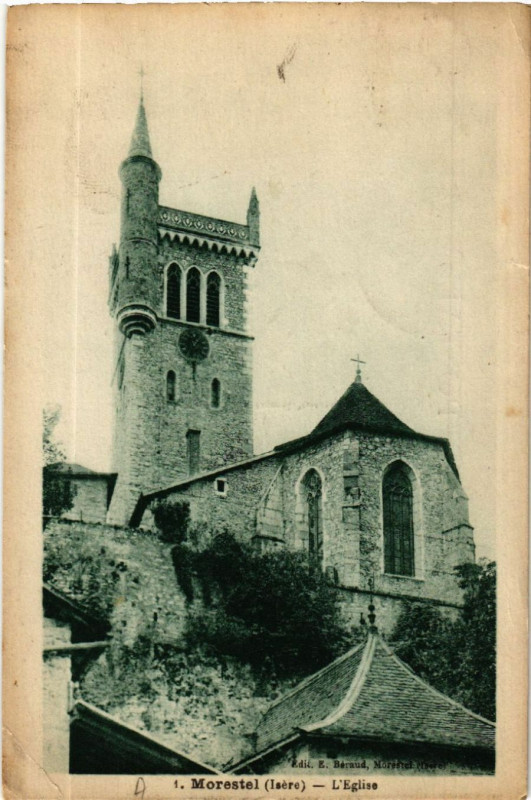 Carte postale ancienne Morestel - L'Eglise à Morestel