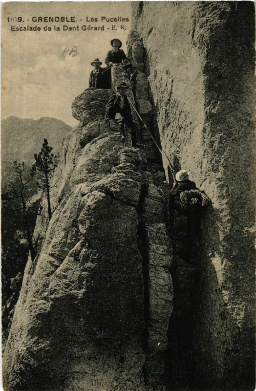 Carte postale ancienne Grenoble - Les Puceiles - Escalade de la Dent Gerard à Grenoble