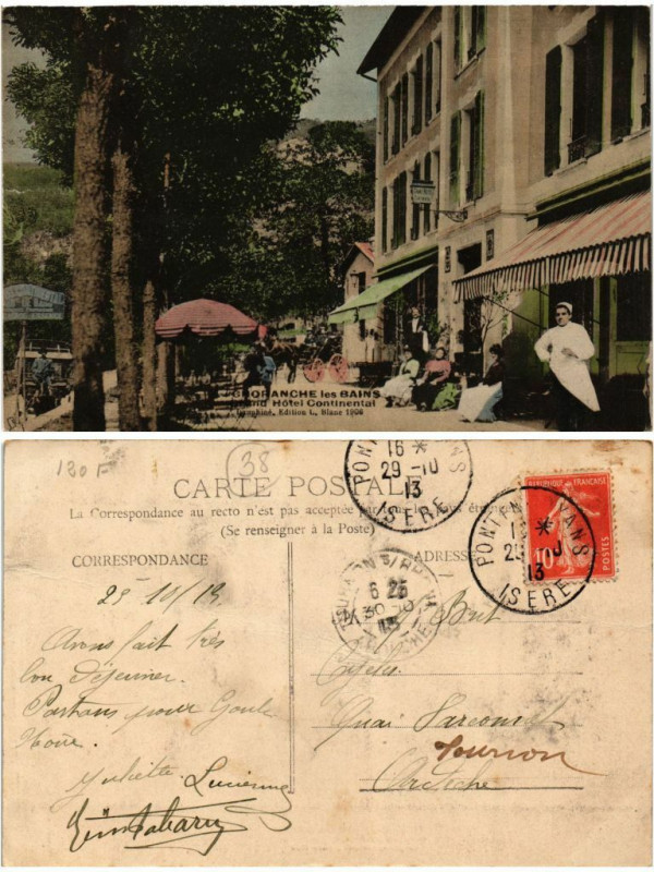 Carte postale ancienne Chorans-les-Bains Grand Hotel Continental