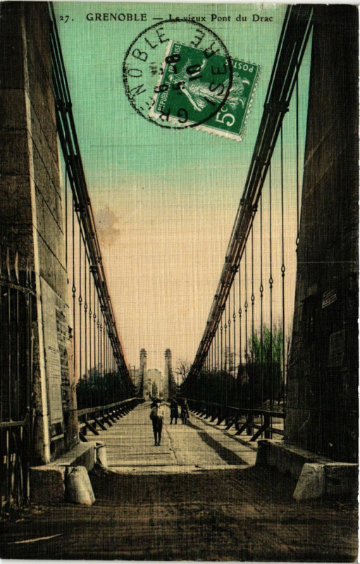 Carte postale ancienne Grenoble - Le vieux Pont du Drac à Grenoble