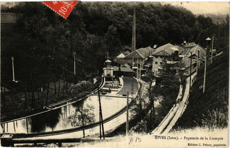 Carte postale ancienne Rives - Papeterie de la Liampre à Rives