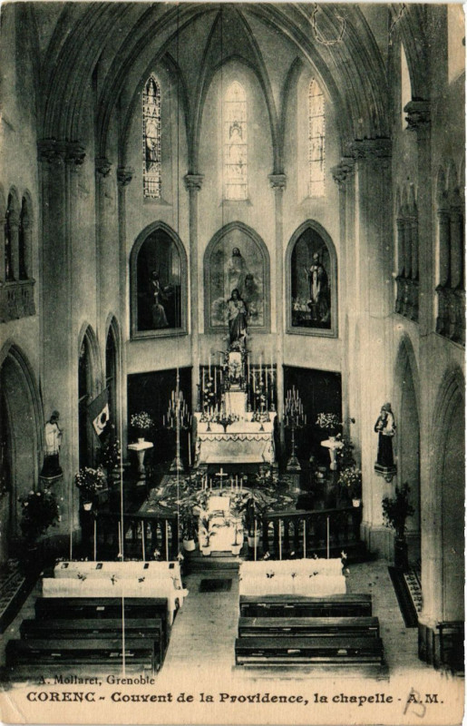 Carte postale ancienne Corenc - Couvent de la Providence la chapelle à Corenc