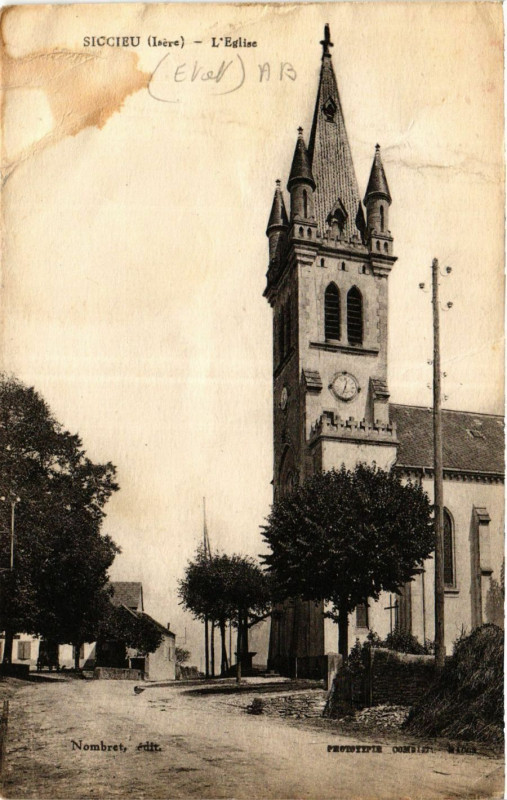 Carte postale ancienne Siccieu - L'Eglise