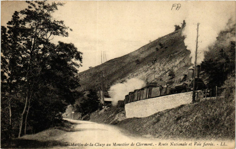 Carte postale ancienne De Saint-Martin-de-la-Cluze au Monestier de Clermont - Route Nation à Saint-Martin-de-la-Cluze