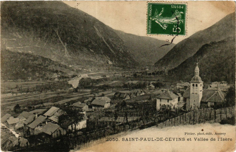 Carte postale ancienne Saint-Paul-de-Cevins et Vallée de l'Isere