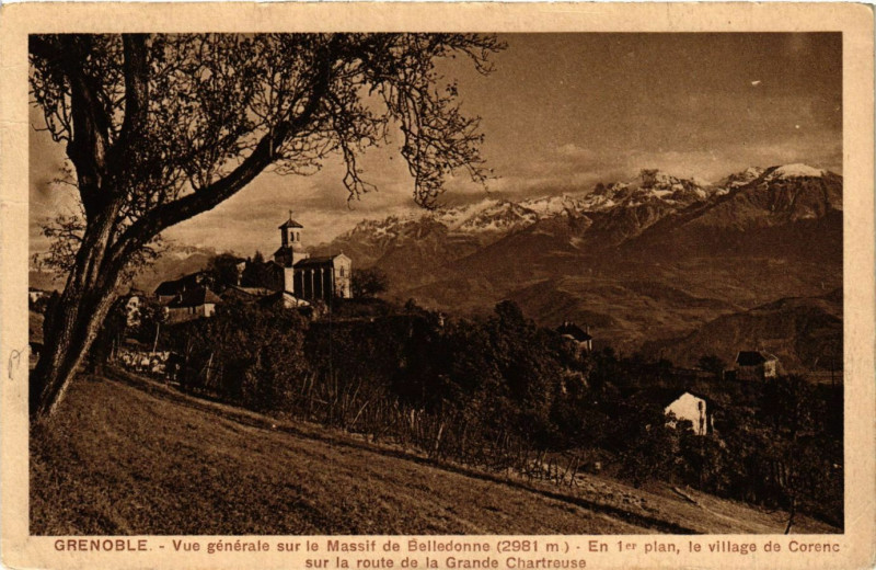 Carte postale ancienne Grenoble - Vue générale sur le Massif de Belledonne (2981) à Grenoble
