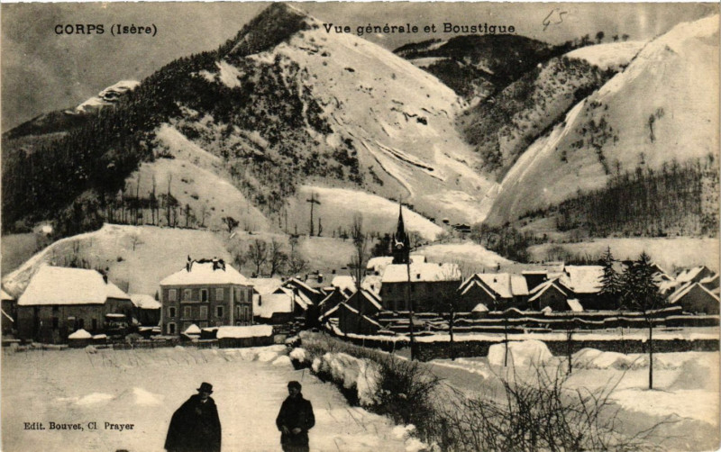 Carte postale ancienne Corps - Vue générale et Boustigue à Corps