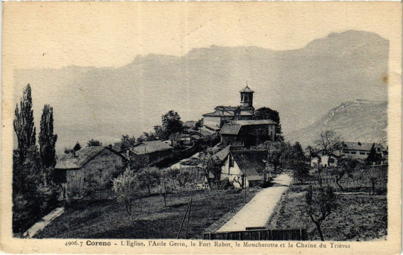Carte postale ancienne Corenc - L'Eglise l'Asile Geria le Port Rabor le Moucherotte... à Corenc