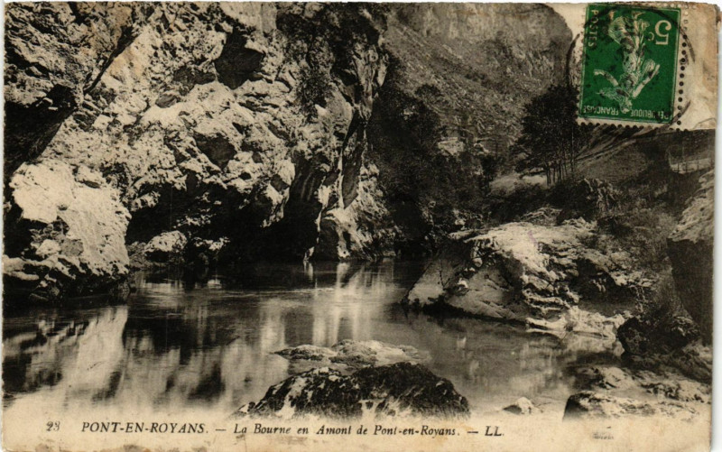 Carte postale ancienne Pont-en-Royans - La Bourne en Amont de Pont-en-Royans à Pont-en-Royans