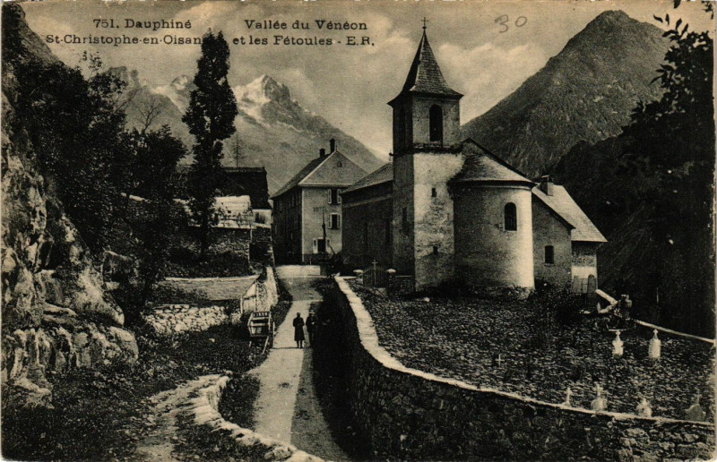 Carte postale ancienne Dauphiné Vallée du Veneon Saint-Christophe en-Oisans et les Petoules à Saint-Christophe-en-Oisans