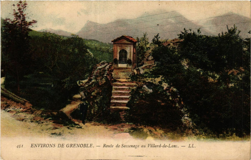 Carte postale ancienne Env. de Grenoble - Route de Sassenage du Villard-de-Lans à Grenoble