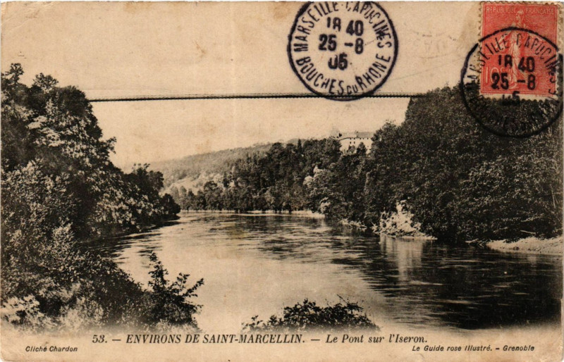 Carte postale ancienne Env. de Saint-Marcellin - Le Pont sur l'Iseron à Saint-Marcellin