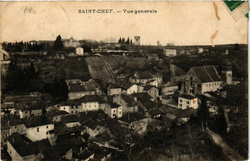 Carte postale ancienne Saint-Chef - Vue générale à Saint-Chef