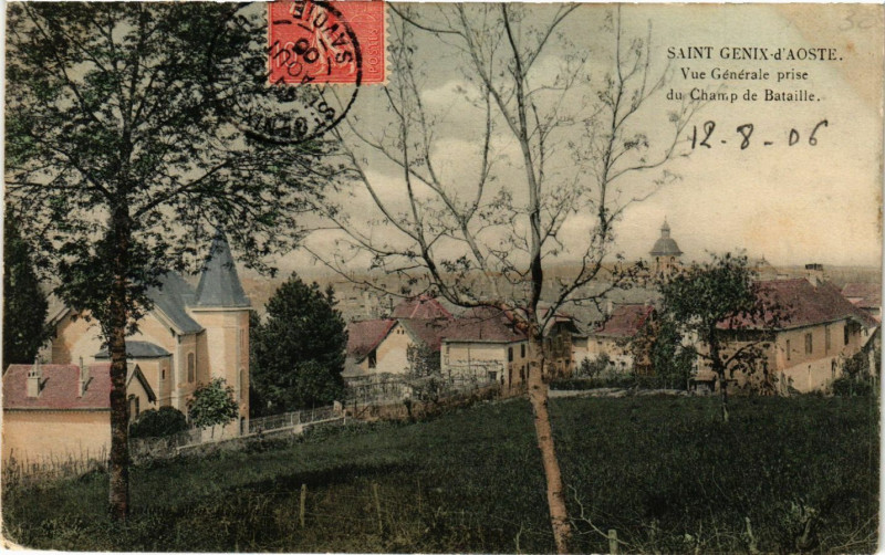 Carte postale ancienne Saint-Genix-d'Aoste - Vue générale prise du Champ de Bataille à Aoste