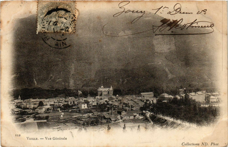 Carte postale ancienne Vizille - Vue générale à Vizille