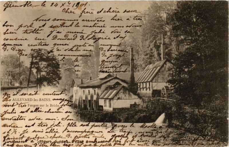 Carte postale ancienne Allevard-les-Bains - Forges sur le Breda à Allevard