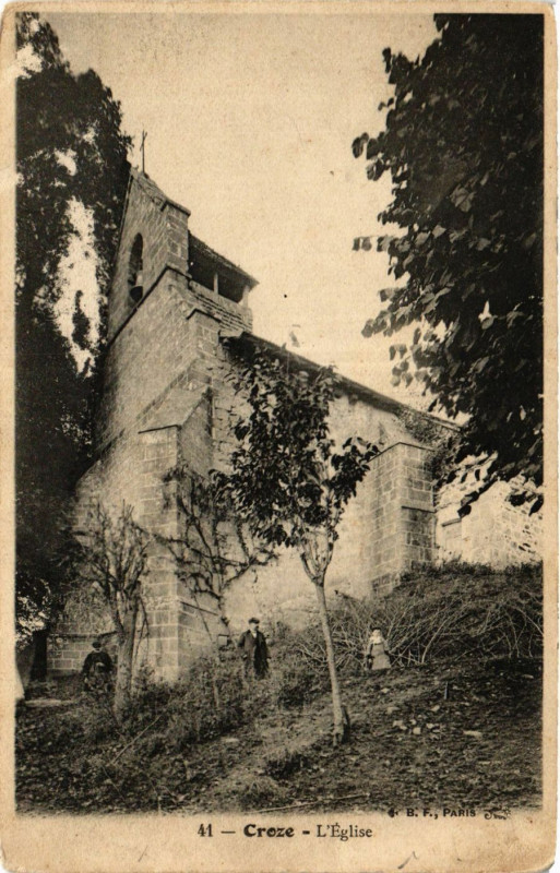 Carte postale ancienne Croze - L'Eglise à Oz